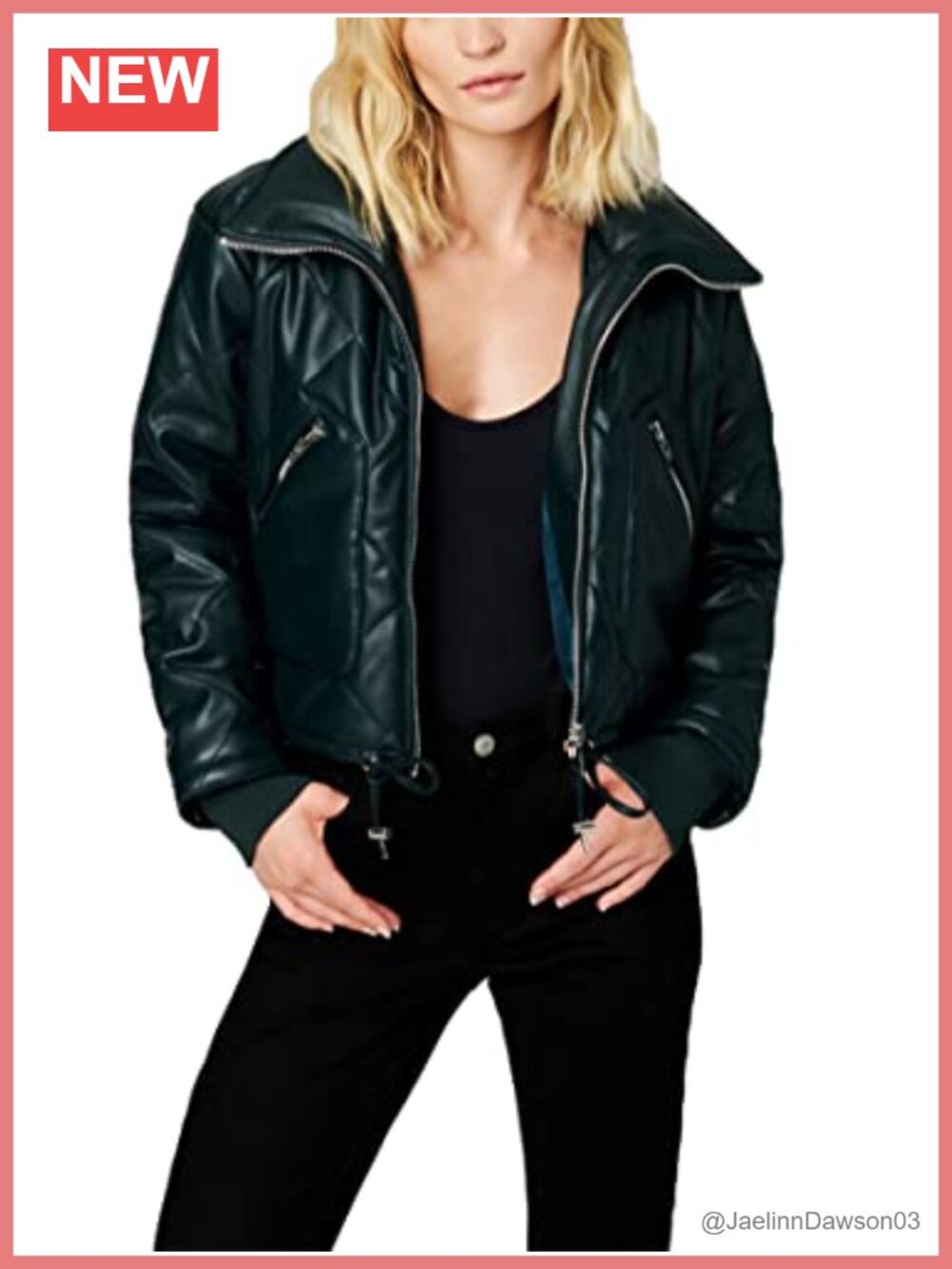 Vegan Leather Bomber Jacket Long Sleeve Aviator Band Collar Fall
